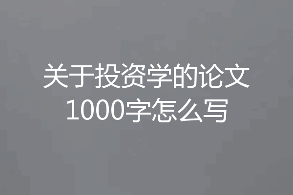 关于投资学的论文1000字怎么写