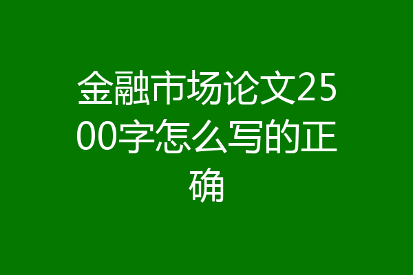 金融市场论文2500字怎么写的正确