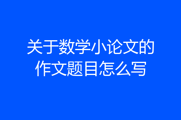 关于数学小论文的作文题目怎么写