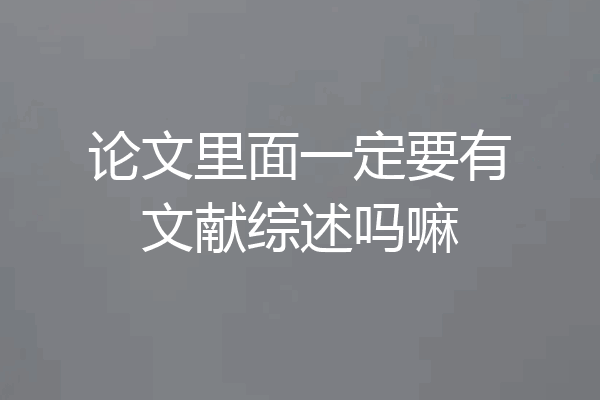 论文里面一定要有文献综述吗嘛