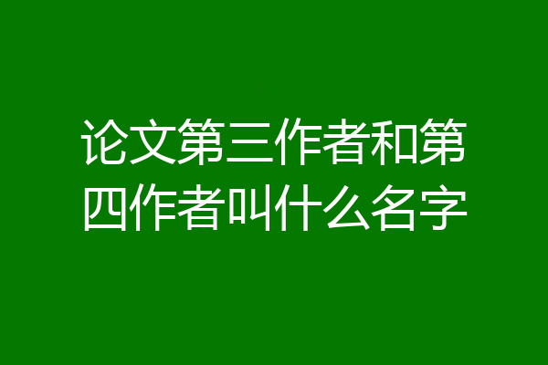 论文第三作者和第四作者叫什么名字