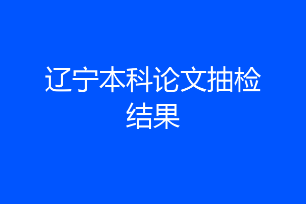 辽宁本科论文抽检结果