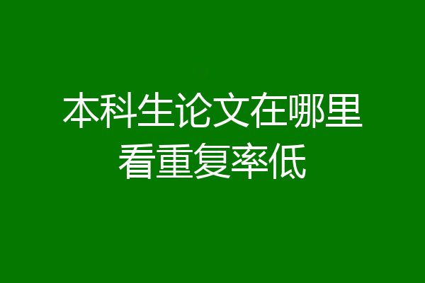 本科生论文在哪里看重复率低
