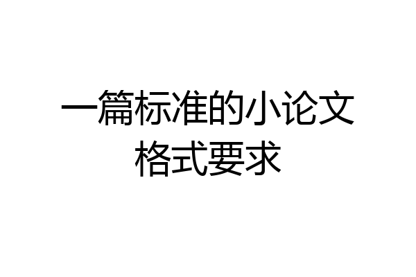 一篇标准的小论文格式要求