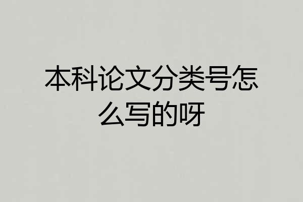 本科论文分类号怎么写的呀