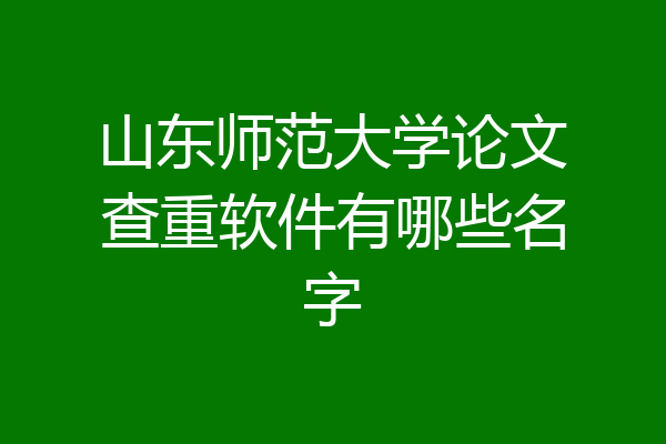 山东师范大学论文查重软件有哪些名字