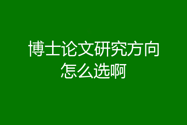 博士论文研究方向怎么选啊