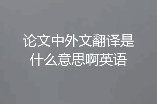 论文中外文翻译是什么意思啊英语