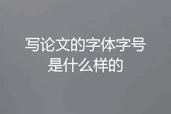 写论文的字体字号是什么样的