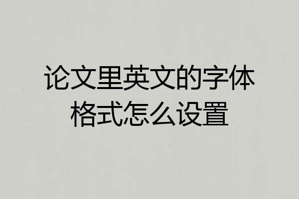 论文里英文的字体格式怎么设置