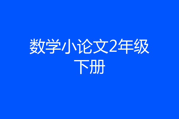数学小论文2年级下册