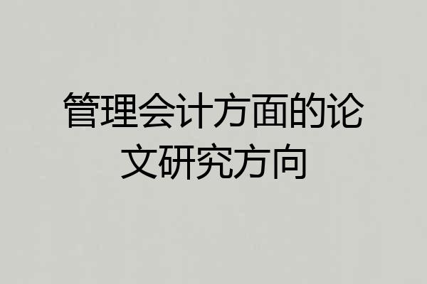 管理会计方面的论文研究方向