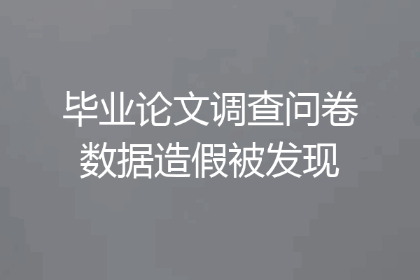 毕业论文调查问卷数据造假被发现