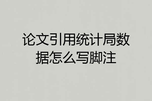 论文引用统计局数据怎么写脚注