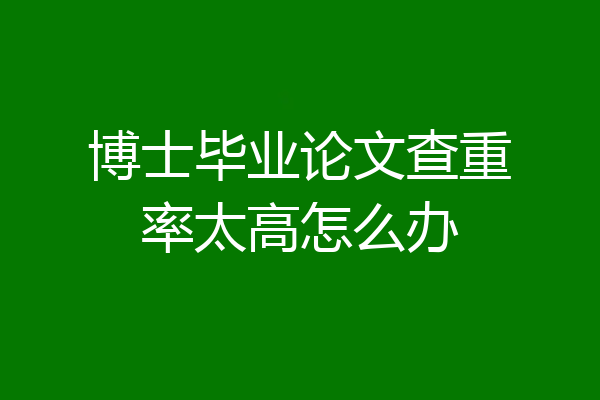 博士毕业论文查重率太高怎么办