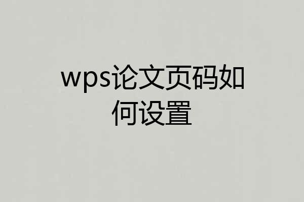 wps论文页码如何设置