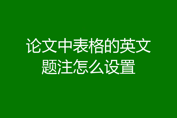 论文中表格的英文题注怎么设置