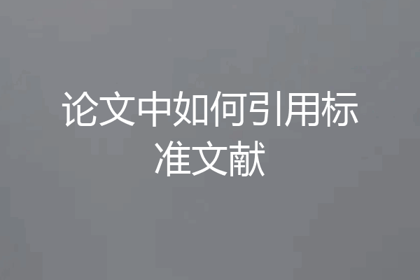 论文中如何引用标准文献