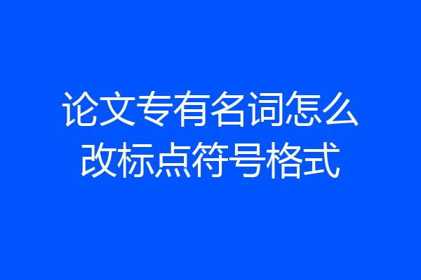 论文专有名词怎么改标点符号格式