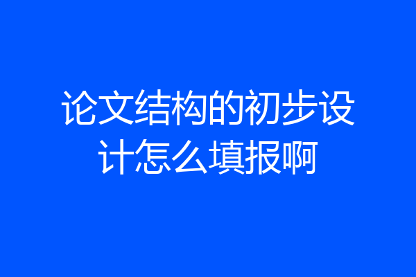 论文结构的初步设计怎么填报啊