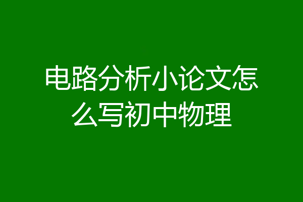 电路分析小论文怎么写初中物理