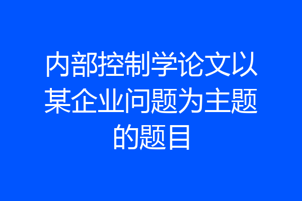 内部控制学论文以某企业问题为主题的题目