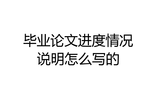毕业论文进度情况说明怎么写的