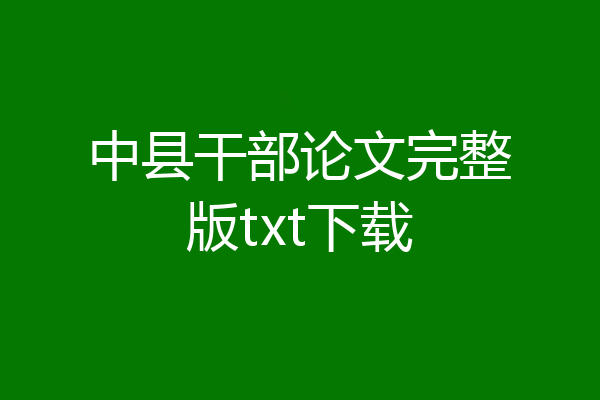 中县干部论文完整版txt下载
