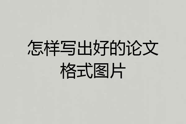 怎样写出好的论文格式图片