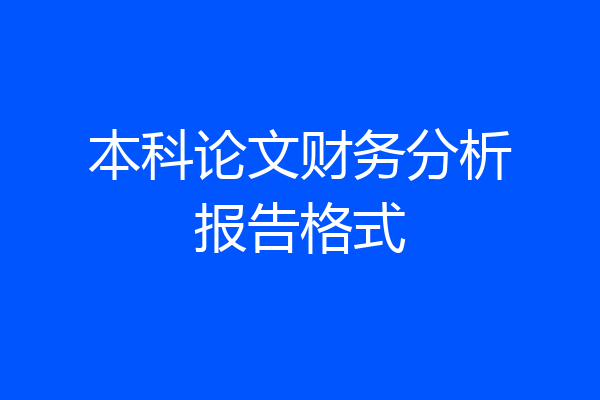 本科论文财务分析报告格式