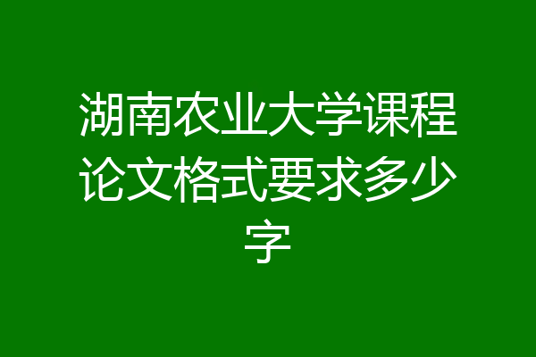 湖南农业大学课程论文格式要求多少字