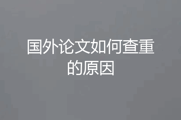 国外论文如何查重的原因