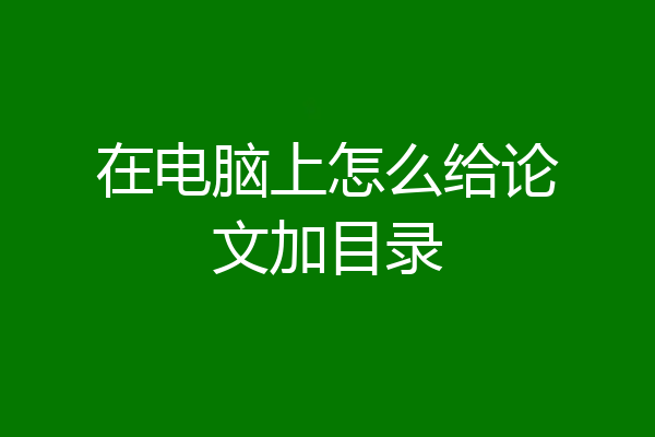 在电脑上怎么给论文加目录