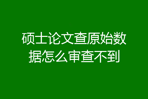 硕士论文查原始数据怎么审查不到