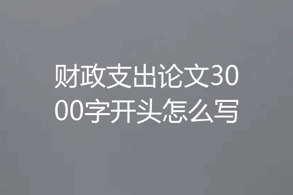 财政支出论文3000字开头怎么写