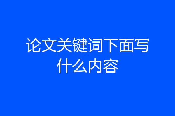 论文关键词下面写什么内容