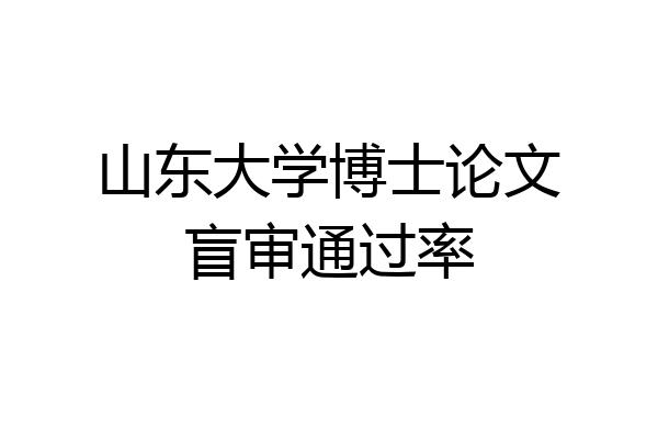 山东大学博士论文盲审通过率