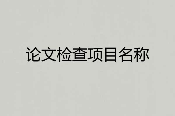 论文检查项目名称