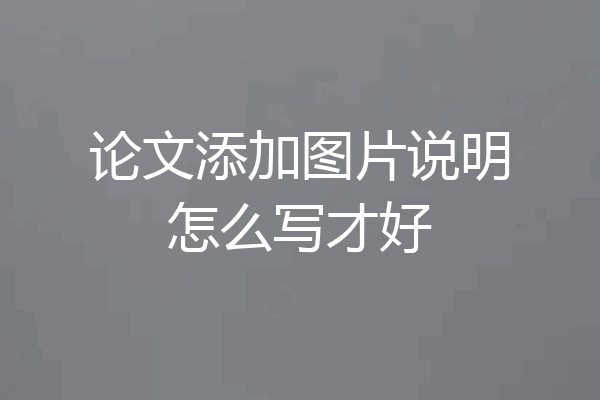 论文添加图片说明怎么写才好