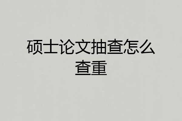 硕士论文抽查怎么查重