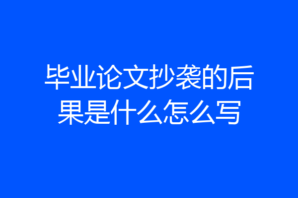 毕业论文抄袭的后果是什么怎么写