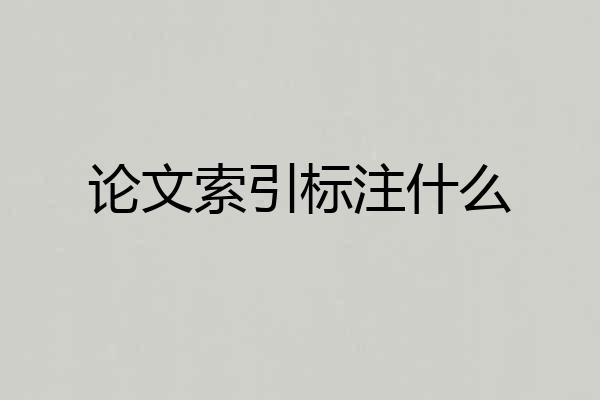 论文索引标注什么