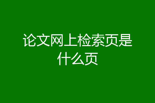 论文网上检索页是什么页
