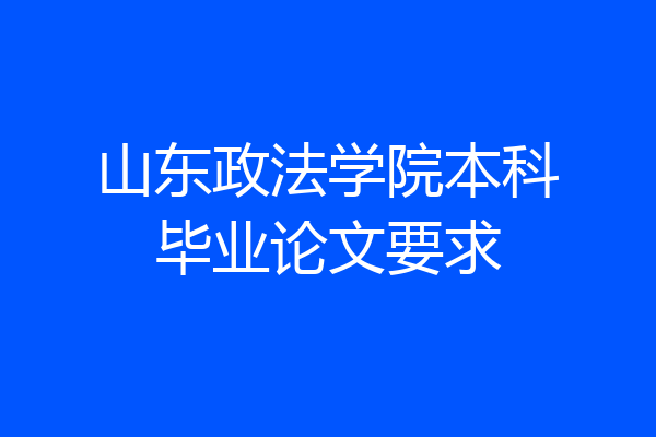 山东政法学院本科毕业论文要求