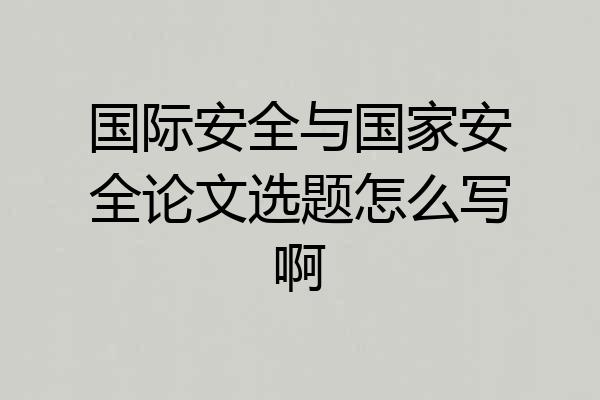 国际安全与国家安全论文选题怎么写啊