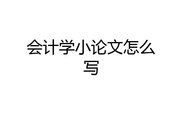 会计学小论文怎么写