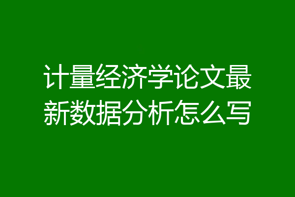 计量经济学论文最新数据分析怎么写