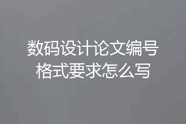 数码设计论文编号格式要求怎么写