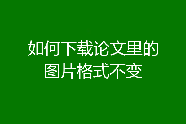 如何下载论文里的图片格式不变