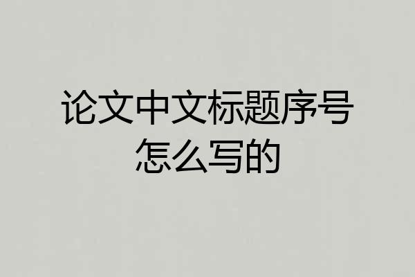 论文中文标题序号怎么写的